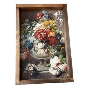 Floral Art Vintage style Print in Rustic Wood Frame
